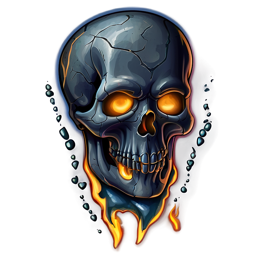 Flaming Skull Illustration Png 13