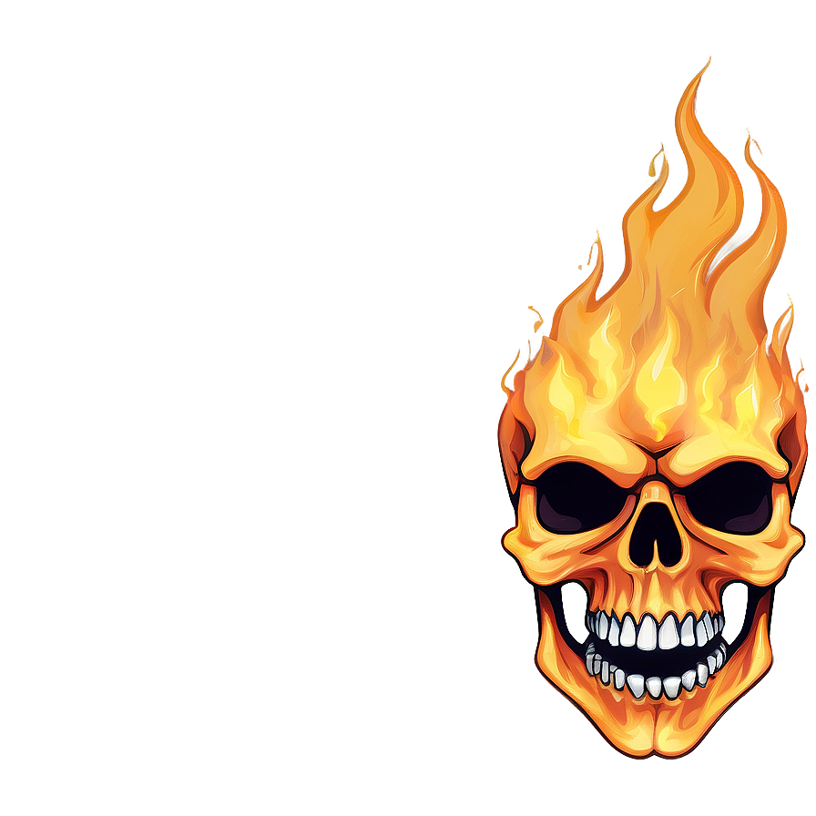 Flaming Skull Illustration Png 96