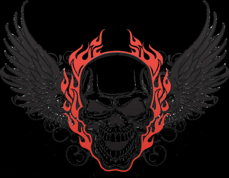 Flaming Skullwith Wings Artwork