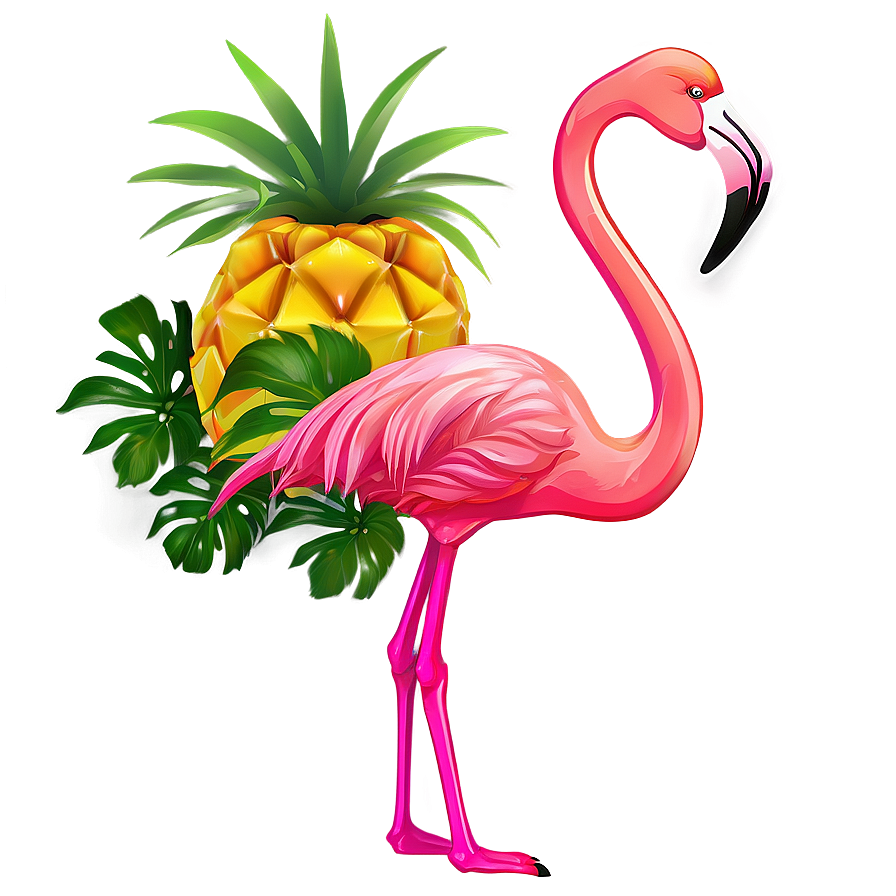 Flamingo And Tropical Fruit Png 06272024