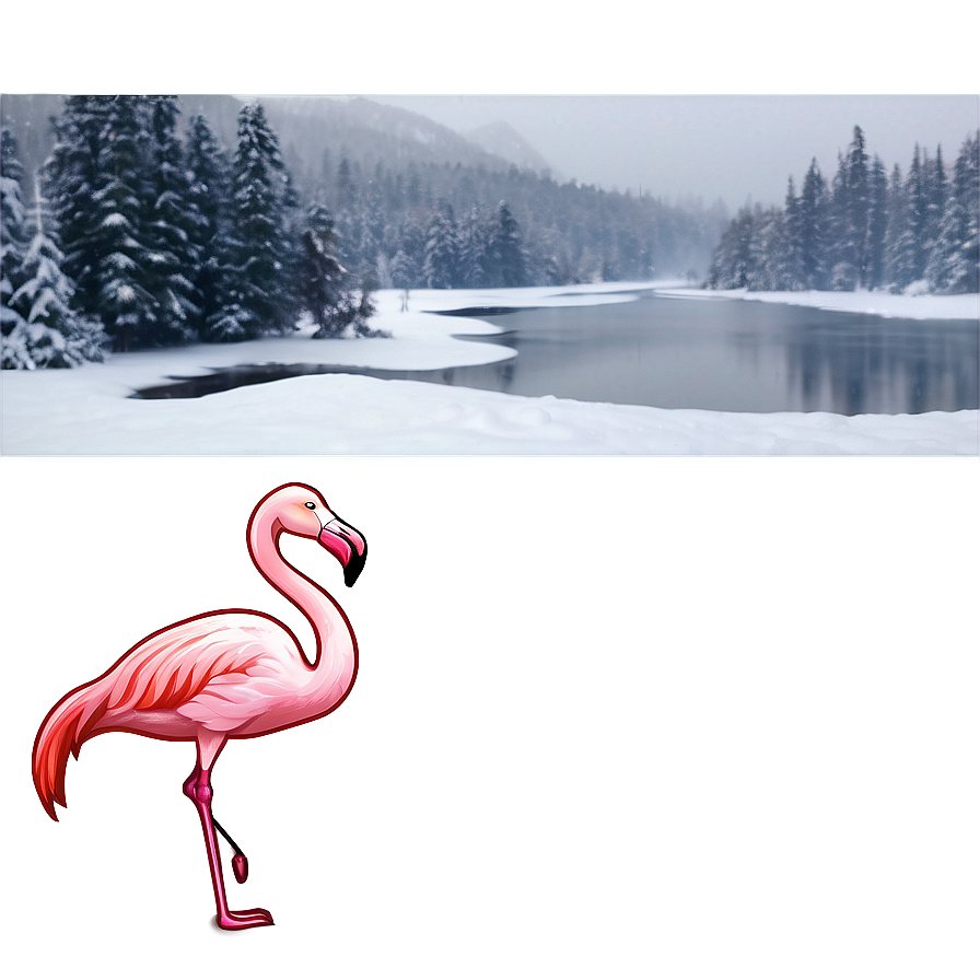 Flamingo In Snowy Landscape Png Bls