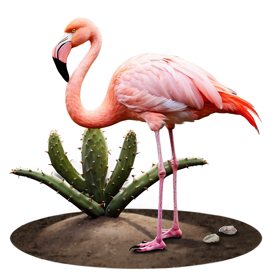 Flamingo With Cactus Scene Png 06292024