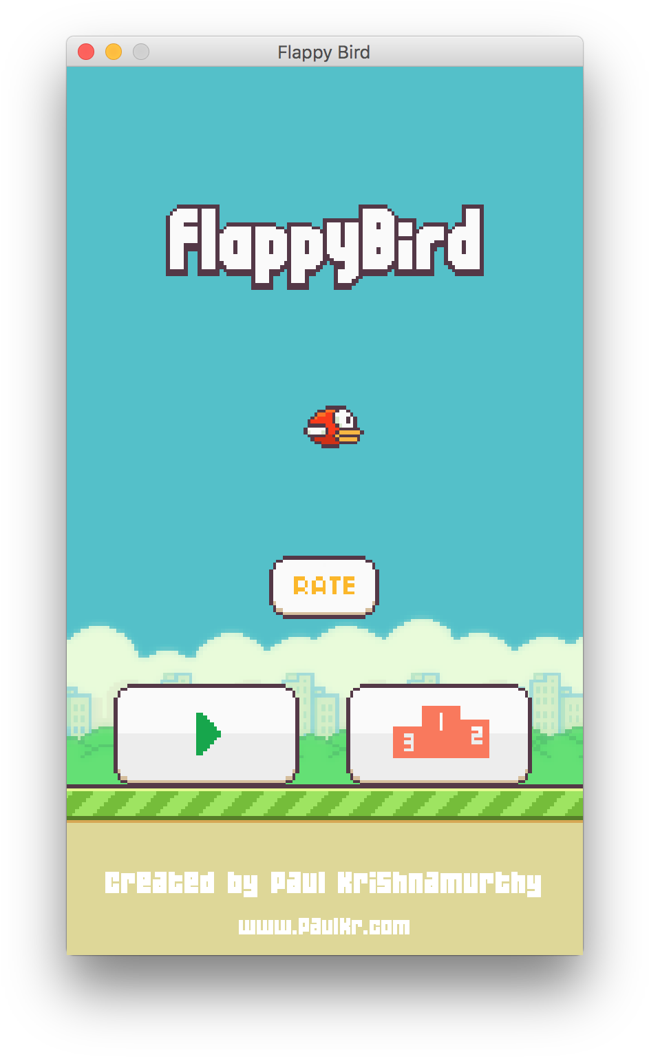 Flappy Bird Game Menu Screen