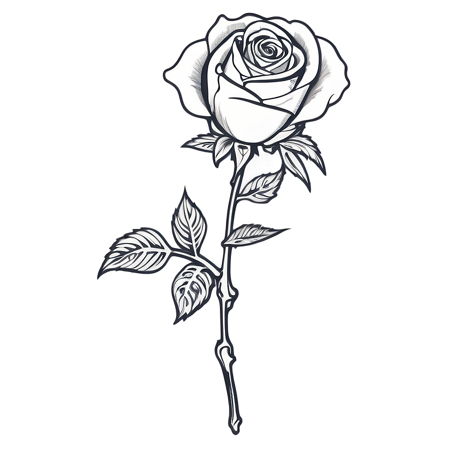 Flash Style Rose Tattoo Outline Png 05252024