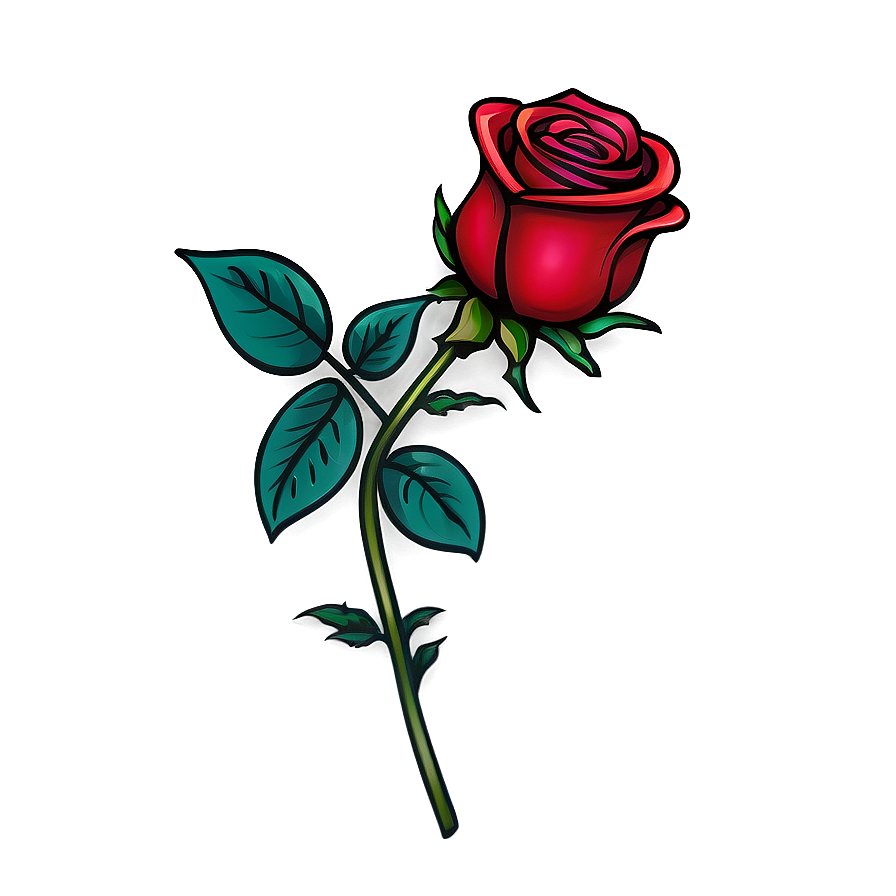 Flash Style Rose Tattoo Outline Png Bki7