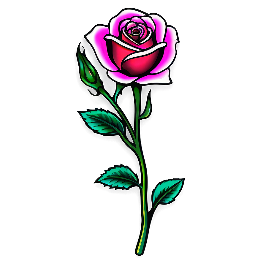 Flash Style Rose Tattoo Outline Png Pxt90