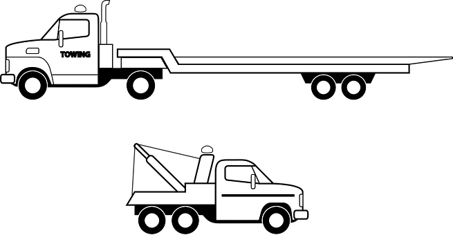 Flatbedand Wrecker Tow Trucks Vector PNG with transparent background