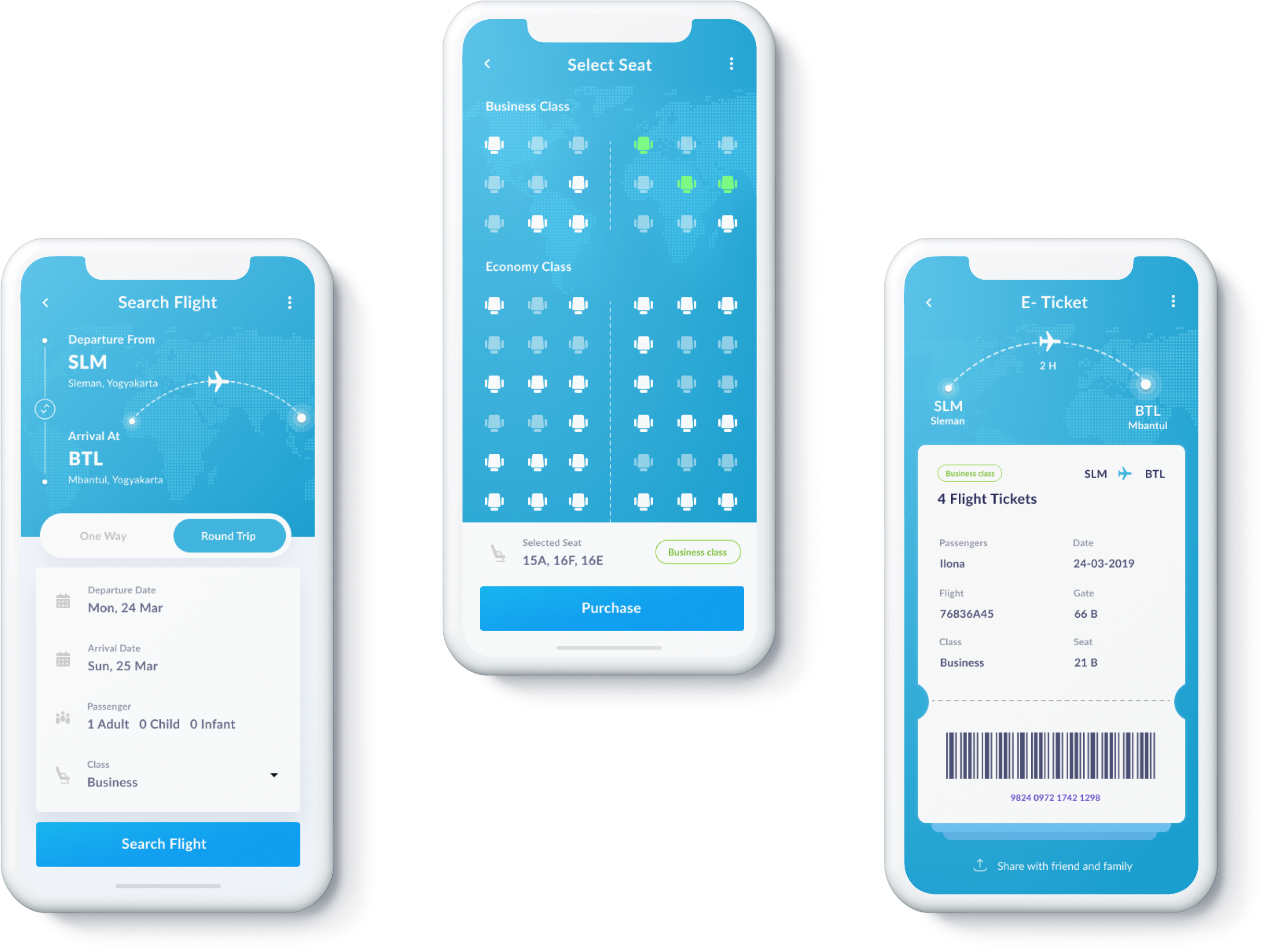 Flight Booking App Screens