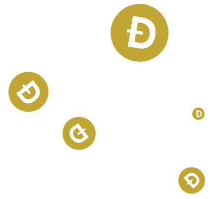 Floating Dogecoin Icons Background PNG with transparent background