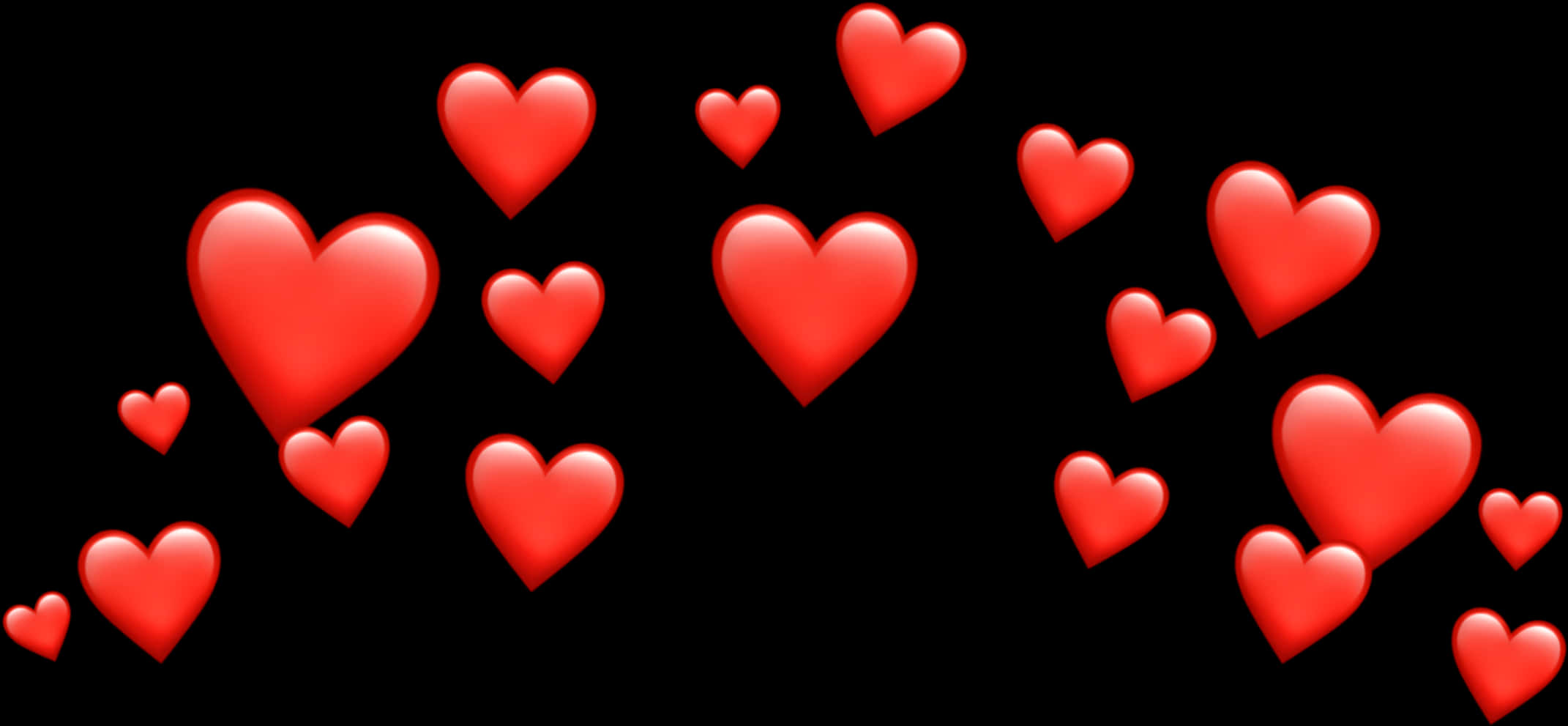 Floating Red Hearts Black Background