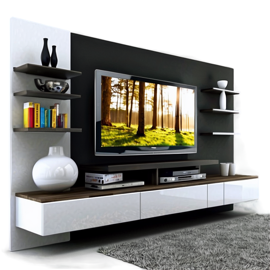 Floating Shelves Tv Unit Png Ovg50