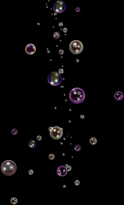 Floating Soap Bubbleson Black Background PNG with transparent background
