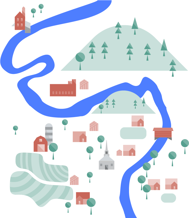 Flooded River Town Illustration