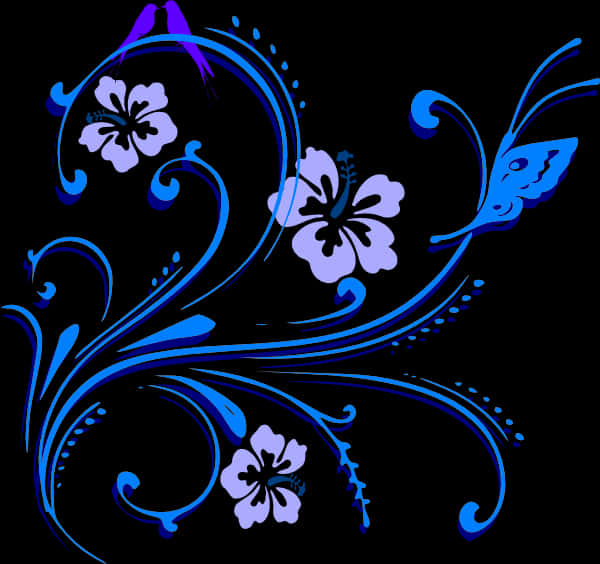 Floral Abstract Blue Design