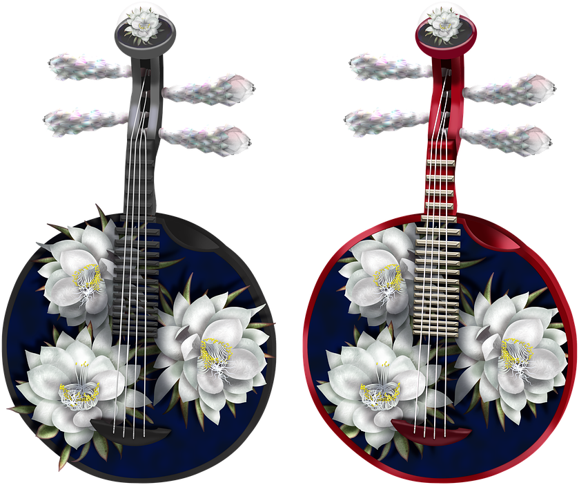 Floral Accented Guitars Artwork