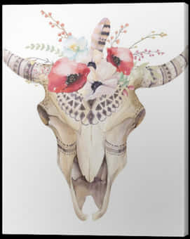 Floral Adorned Animal Skull Art