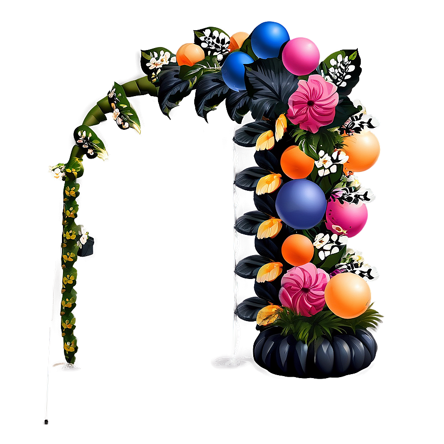 Floral and Balloon Arch Combo PNG 06212024 PNG image with a transparent background, free high-resolution download