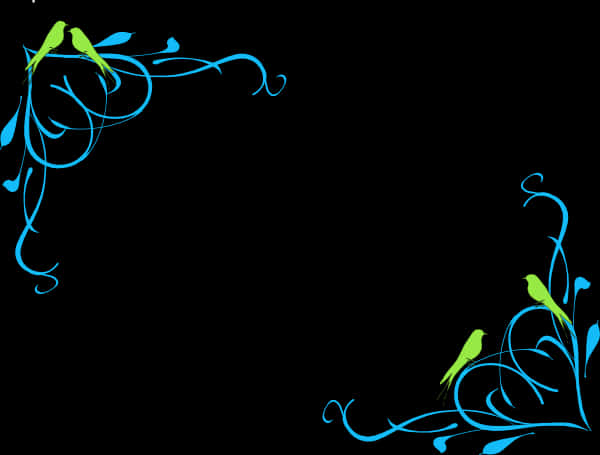 Floral Bird Black Background Design