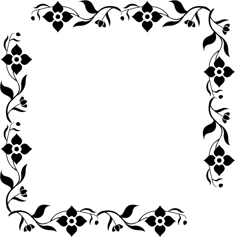 Floral Black Frame Design.png PNG image with a transparent background, free high-resolution download