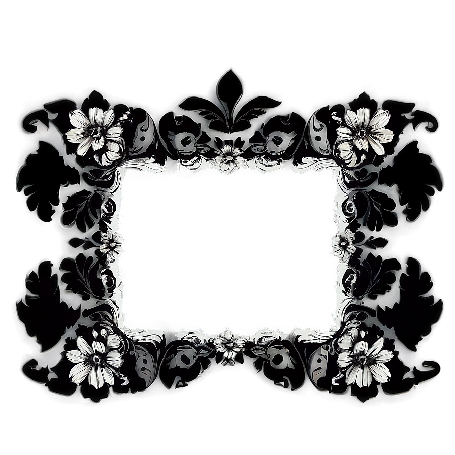 Floral Black Frame Png 73