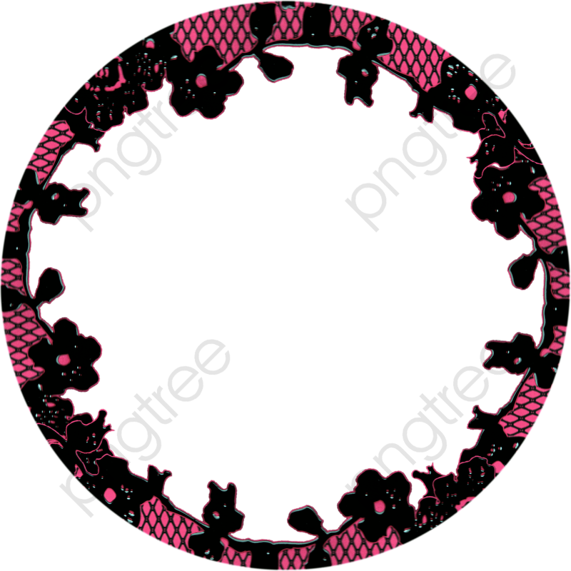 Floral Black Pink Circle Frame