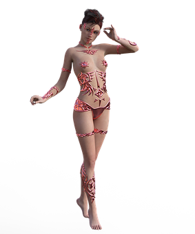 Floral Body Art3 D Model