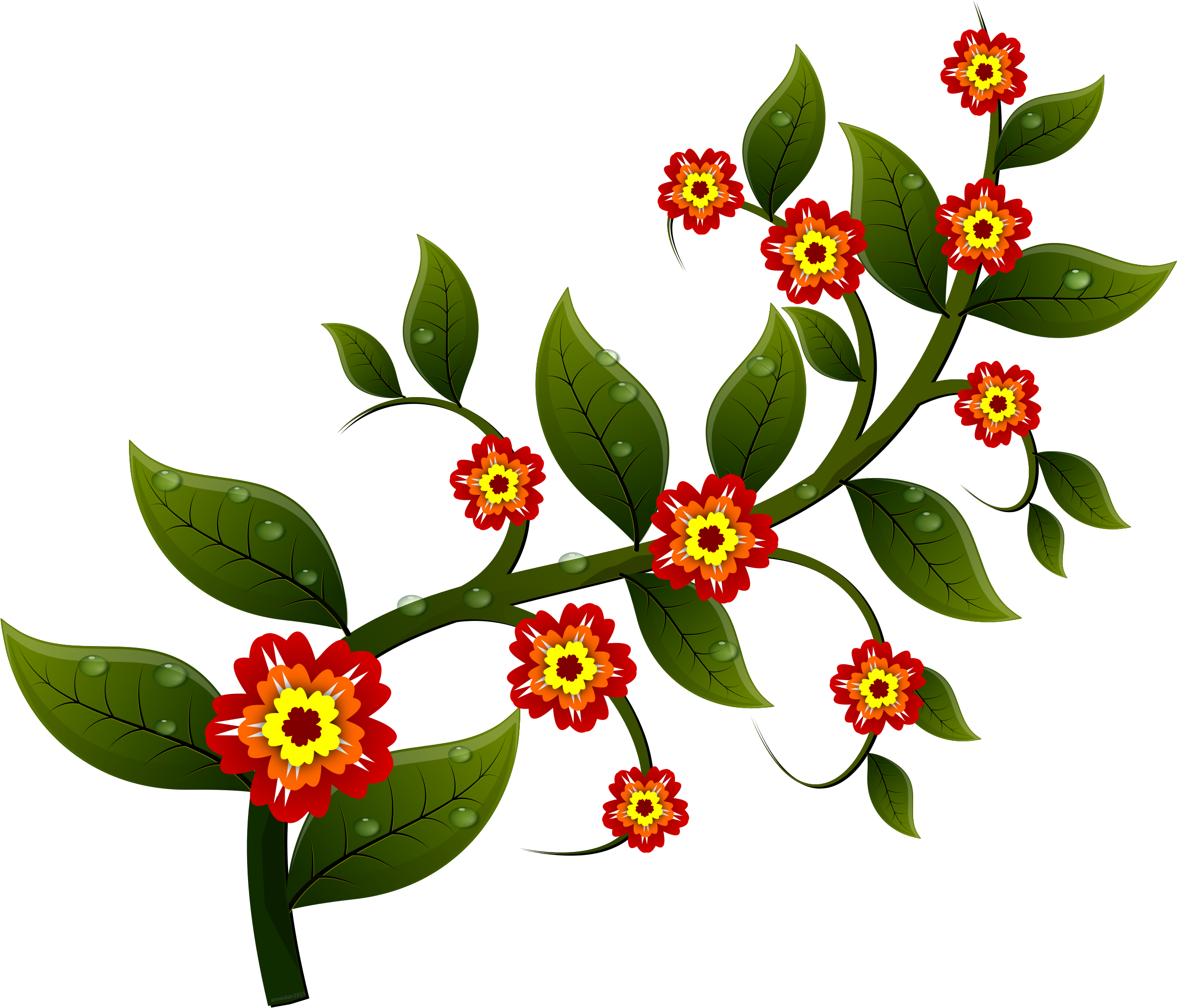 Flowers On A Branch - Flowers With Branch Clipart, HD Png Download PNG with transparent background