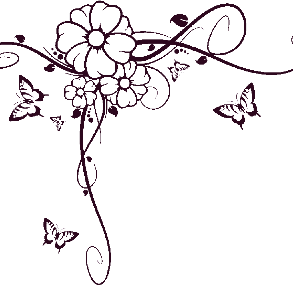 Floral Butterfly Border Design