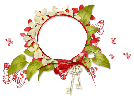 Floral Butterfly Framewith Keys