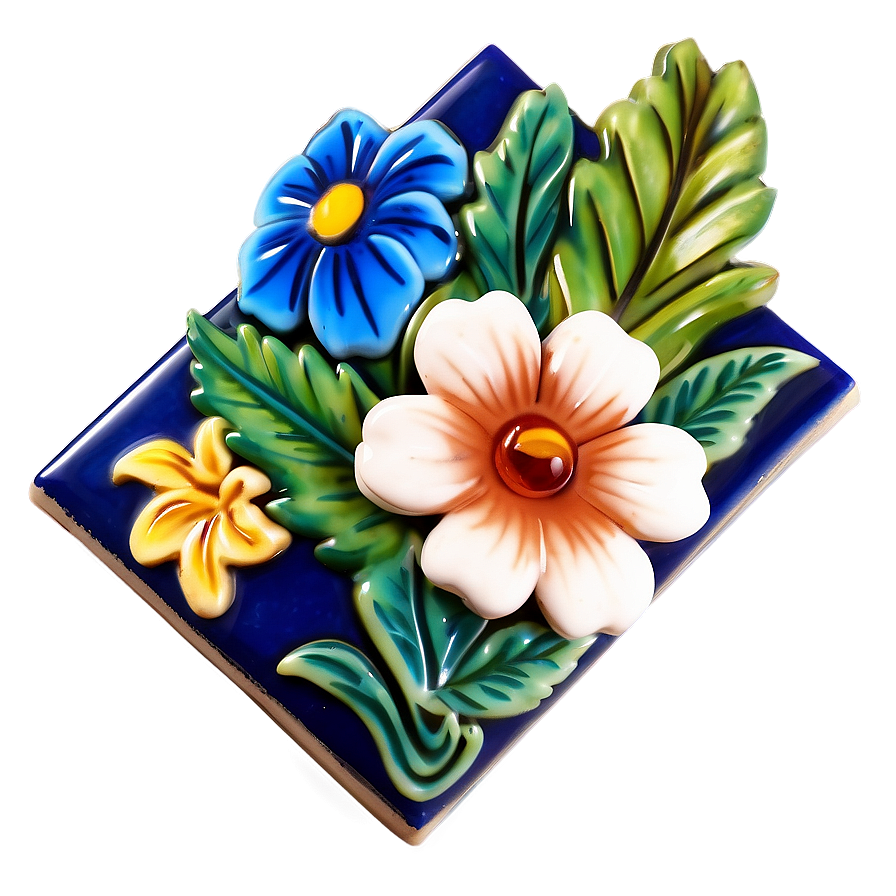 Floral Ceramic Tile Png Nbf