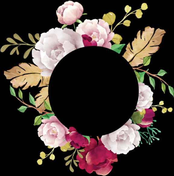 Floral_ Circle_ Frame_ Vector PNG with transparent background