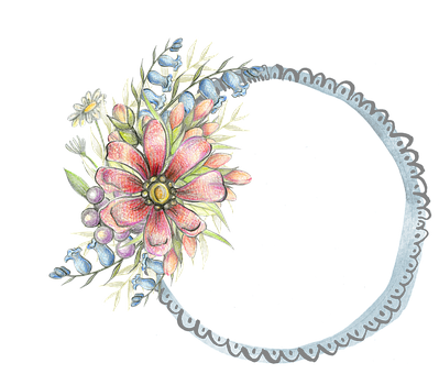 Floral_ Crescent_ Moon_ Illustration PNG with transparent background