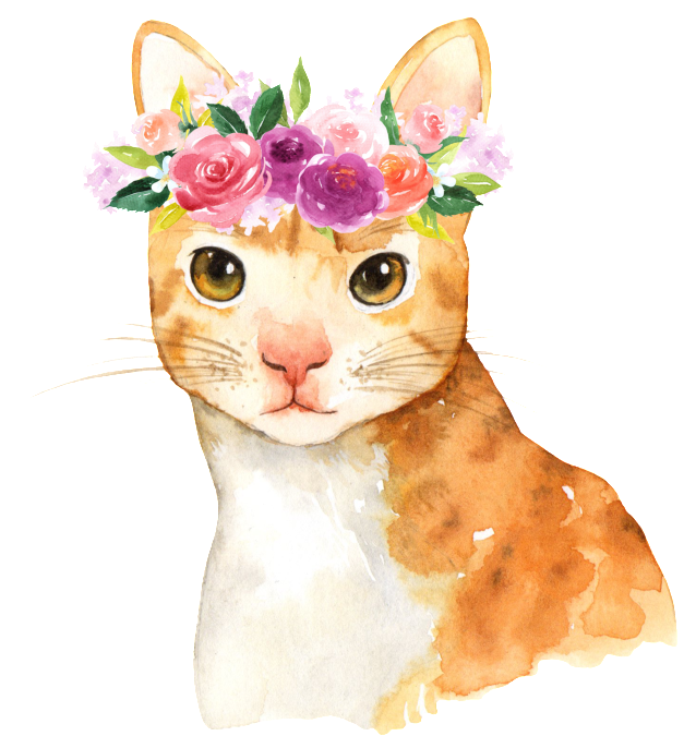 Floral Crowned Cat Watercolor