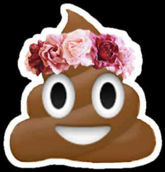 'flower Crown Poop Emoji - Emoji Poop PNG image with a transparent background, free high-resolution download