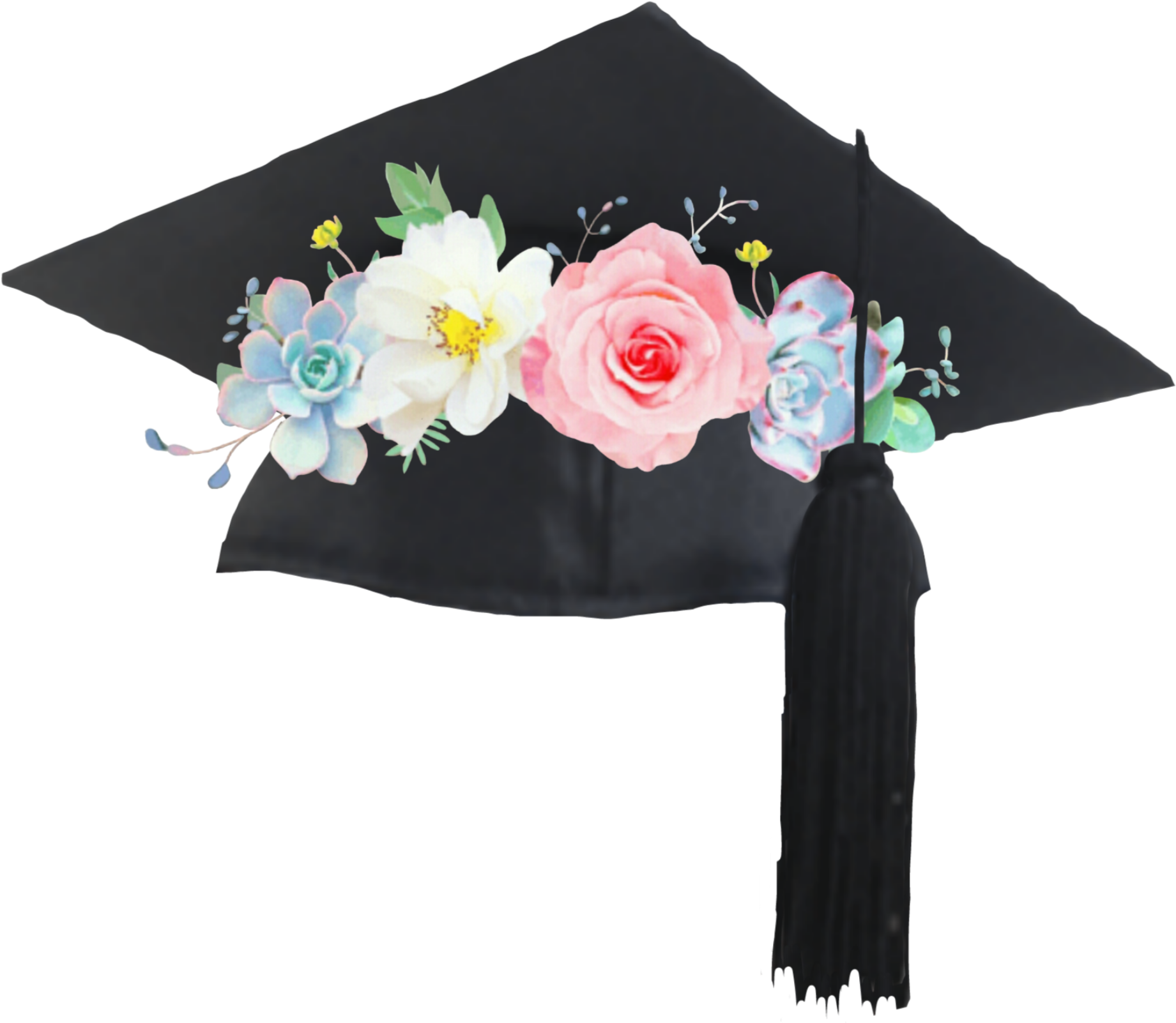 Floral Decorated Graduation Cap