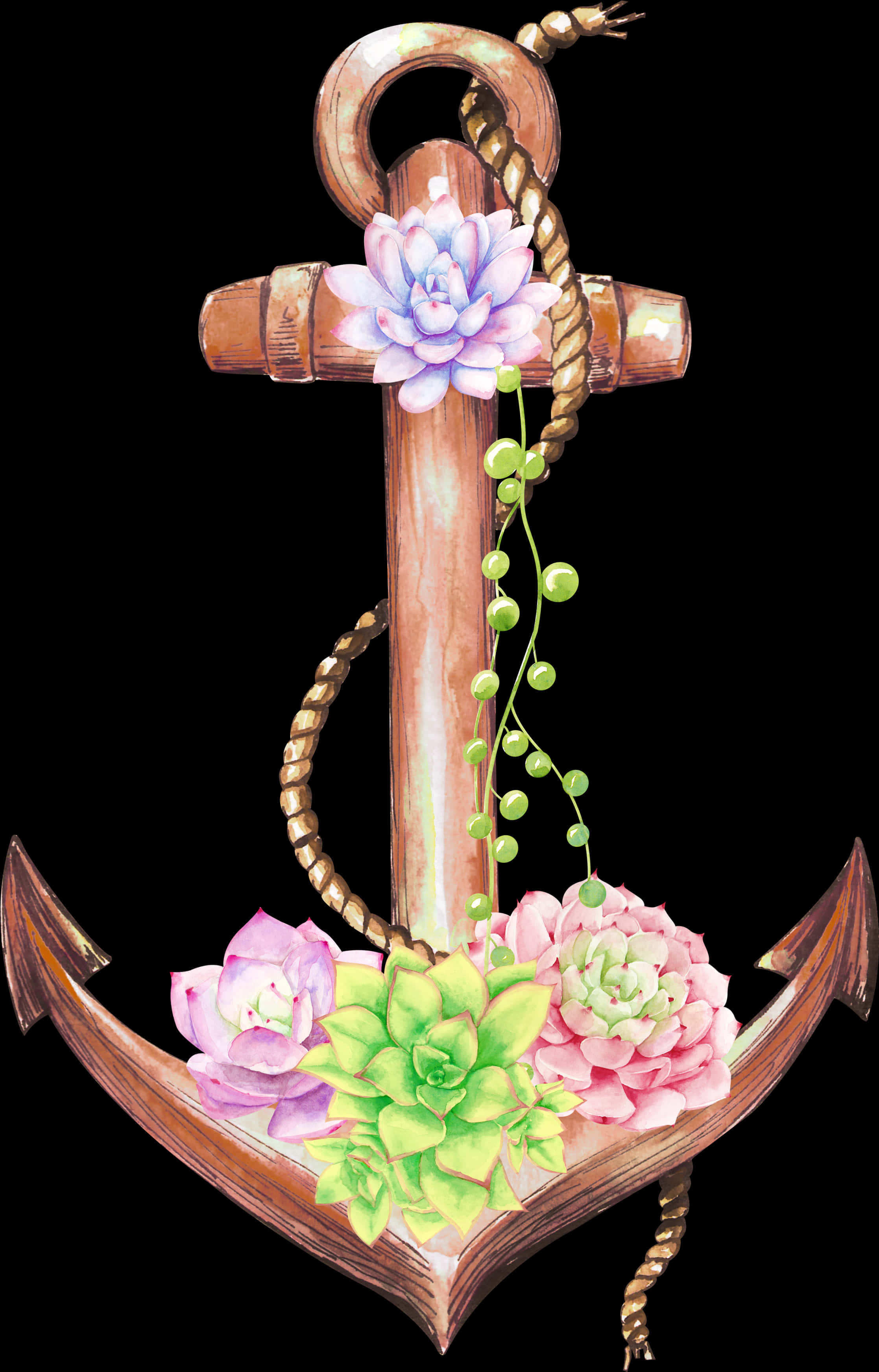 Floral Decorated Nautical Anchor