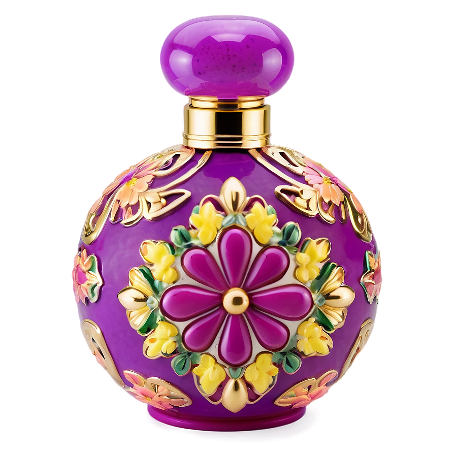 Floral Decorated Perfume Bottle PNG 06212024 PNG image with a transparent background, free high-resolution download