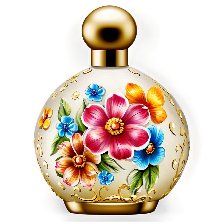Floral Decorated Perfume Bottle PNG cwb71 PNG image with a transparent background, free high-resolution download
