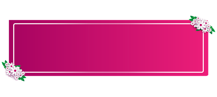 Floral Decorated Pink Banner PNG with transparent background