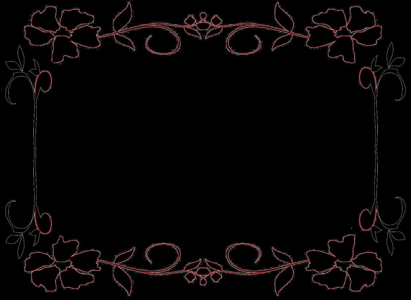 Floral Decorative Frame Black Background