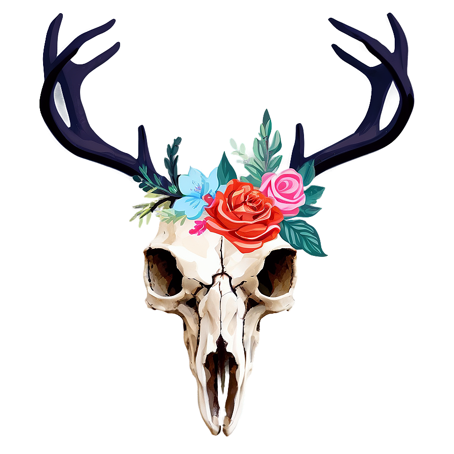 Floral Deer Skull Graphic Png 71