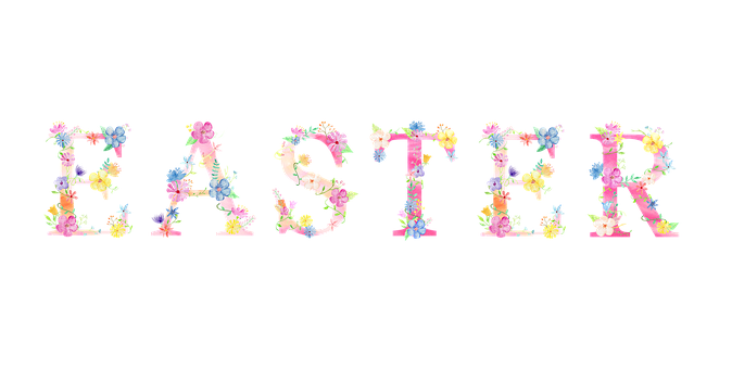 Floral Easter Text Design PNG with transparent background