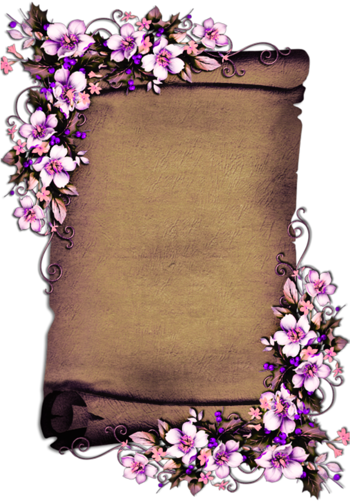 Floral Embellished Scroll Paper