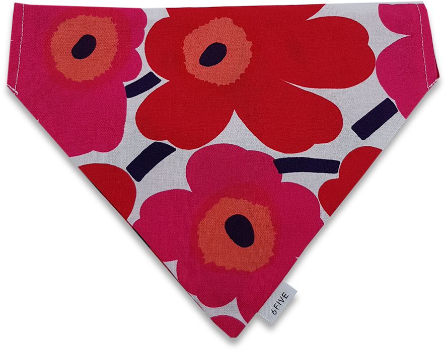 6five Reversible Red Bandana In Marimekko Fabric - Marimekko Unikko Red Placemat, HD Png Download PNG with transparent background