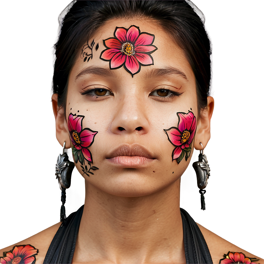 Floral Face Tattoo Png 52