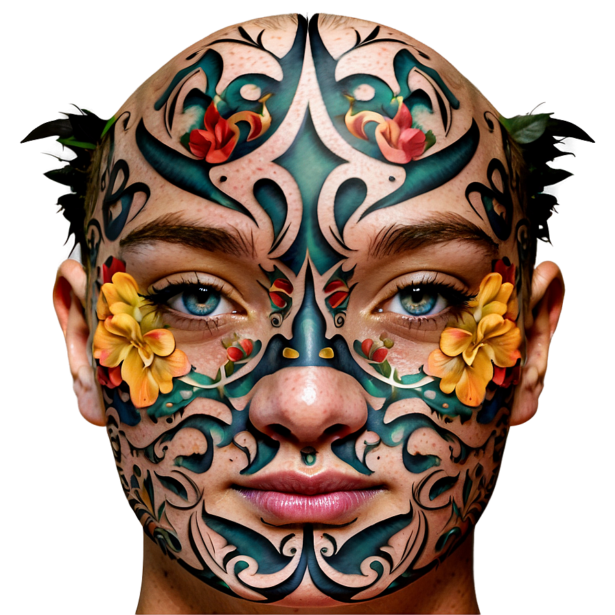 Floral Face Tattoo Png 80