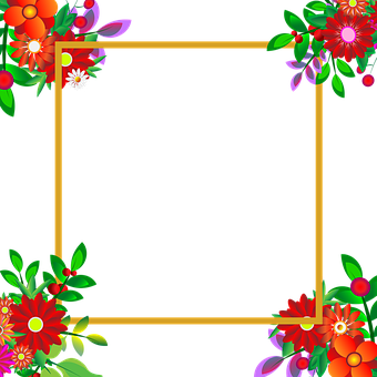 Floral_ Frame_ Black_ Background PNG with transparent background