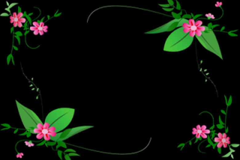 Floral Frame Black Background