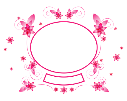 Floral Frame Black Background PNG with transparent background