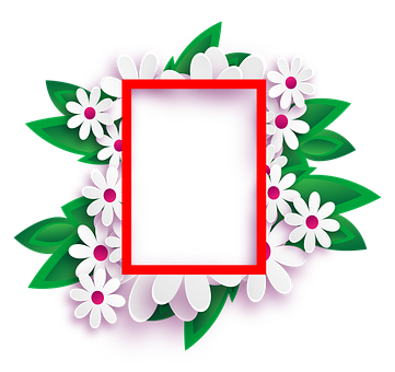 Floral_ Frame_ Black_ Background PNG with transparent background